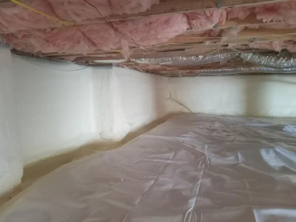 Crawl space encapsulation with closed-cell spray foam for Metal Roof Coating in Newstead